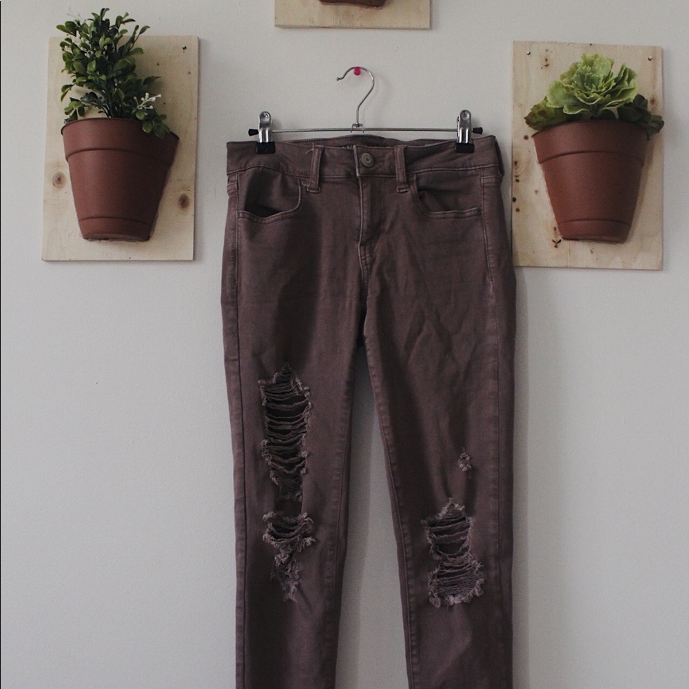 pink american eagle skinny jeans